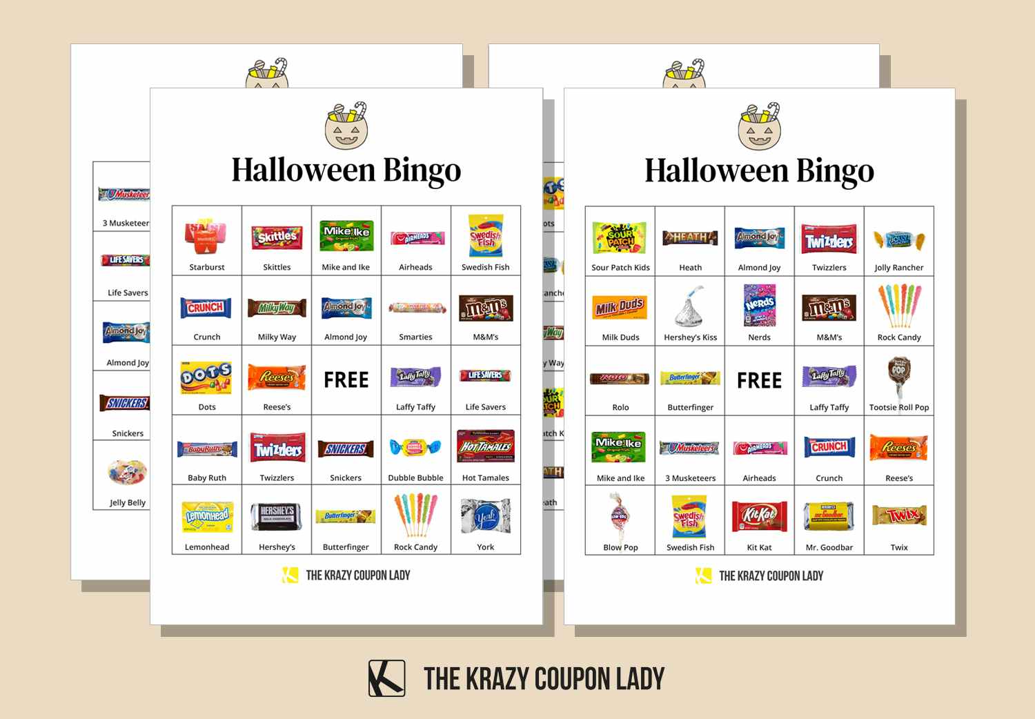 free candy-themed halloween bingo cards