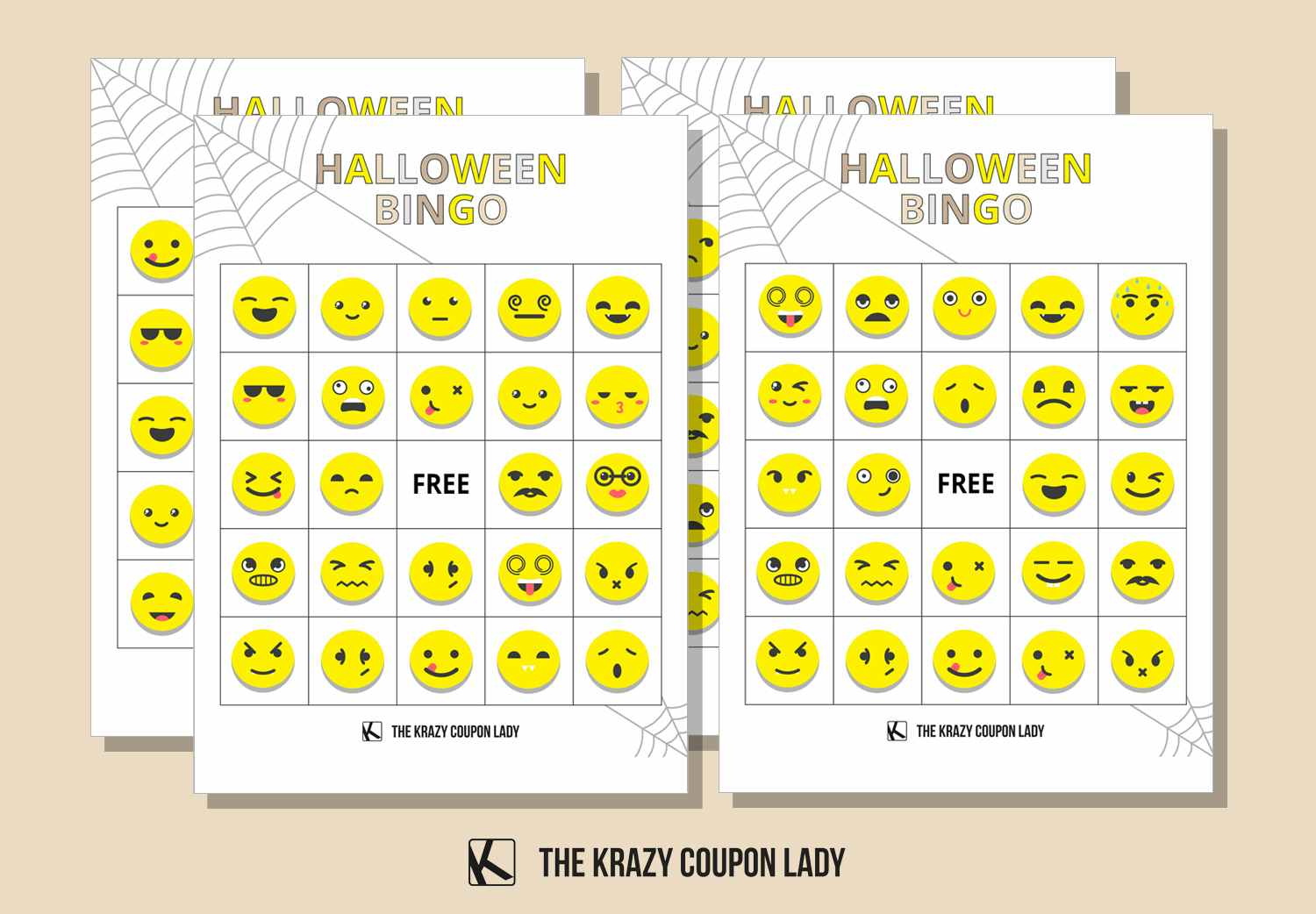 free emoji-themed halloween bingo cards