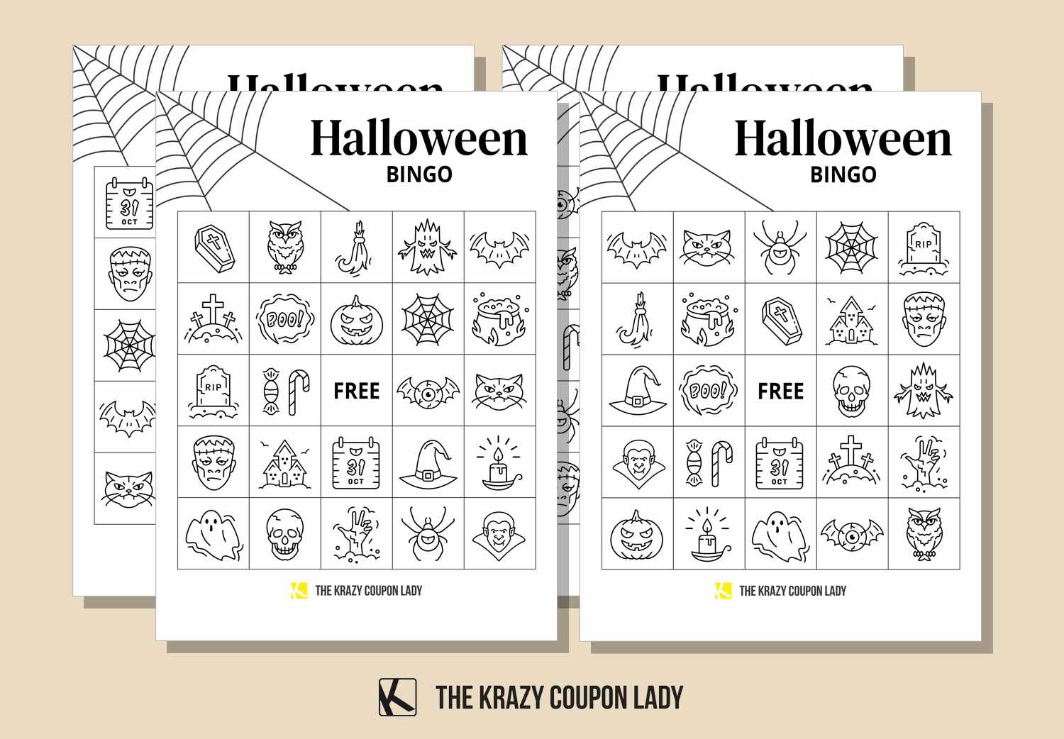 free illustrated halloween bingo cards