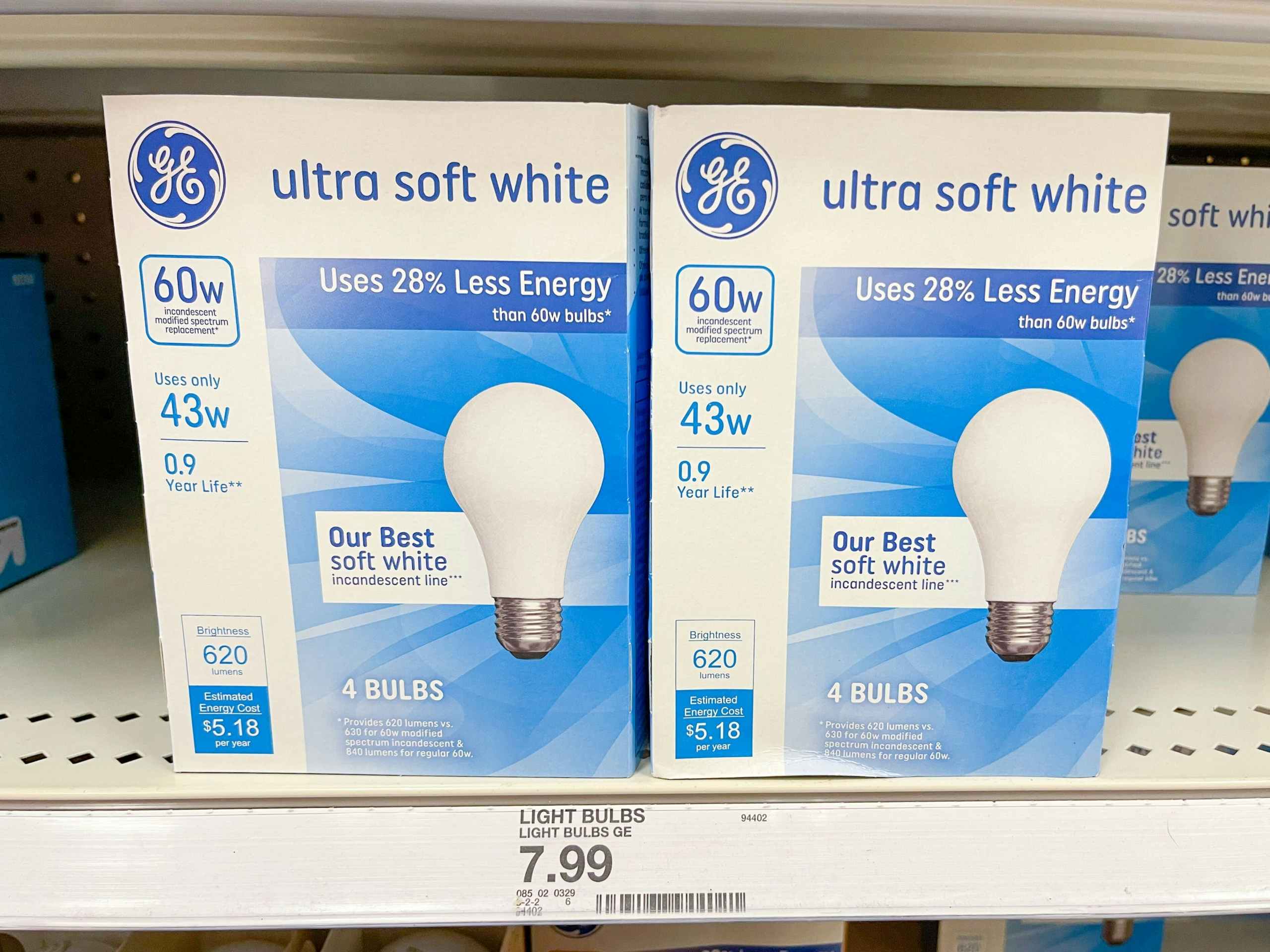 GE light bulbs on a target shelf