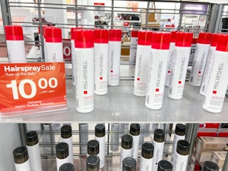 display of dry shampoos and hai sprays