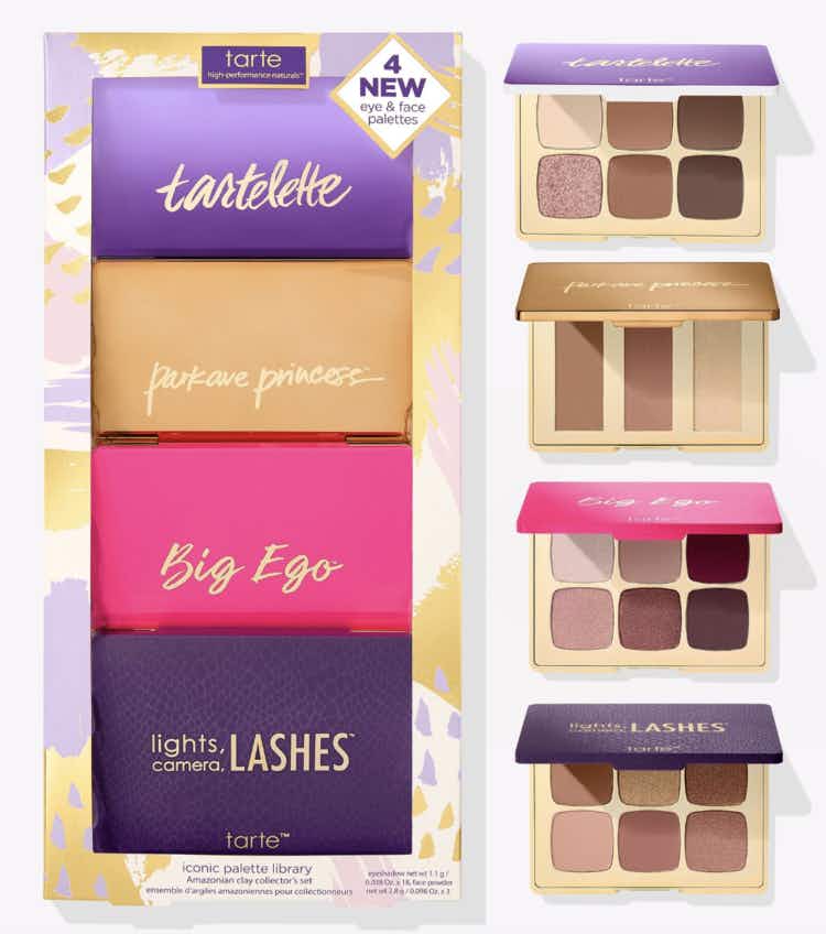 collage of four tarte palettes that come in a set
