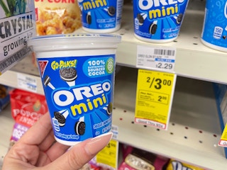 oreo minis go pak next to 2 for $3 sales tag