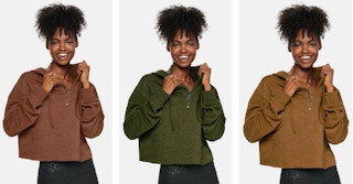 Juniors' SO® Quarter-Zip Cutoff Fleece Hoodie