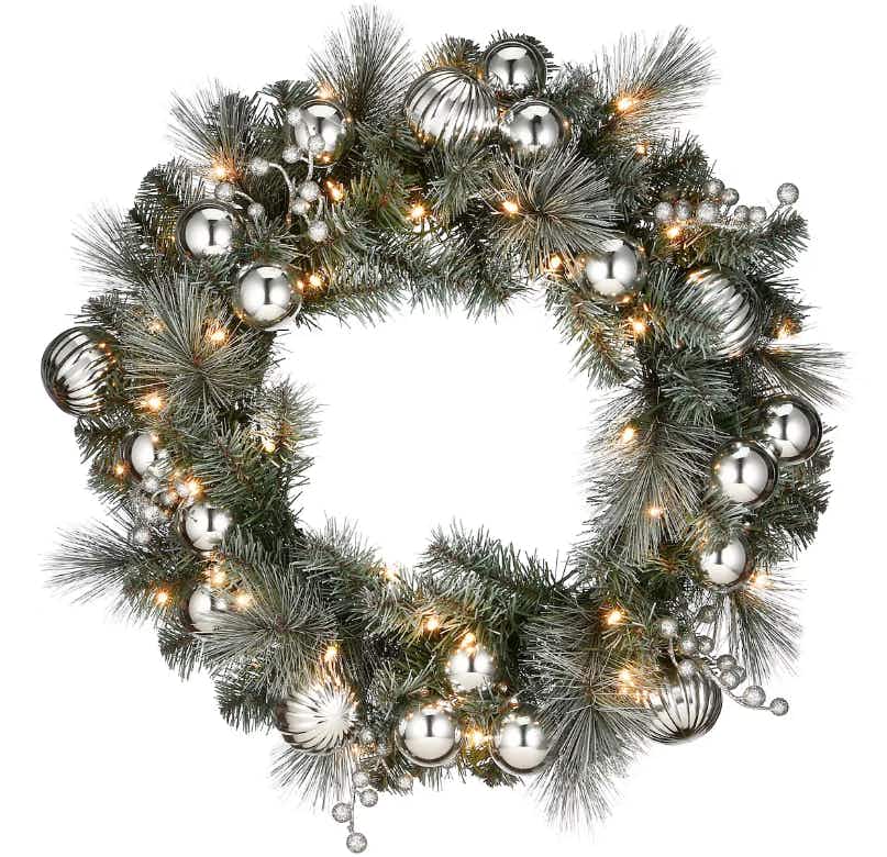 National Tree Company LED Frosted Silver Pine Artificial Christmas Wreath