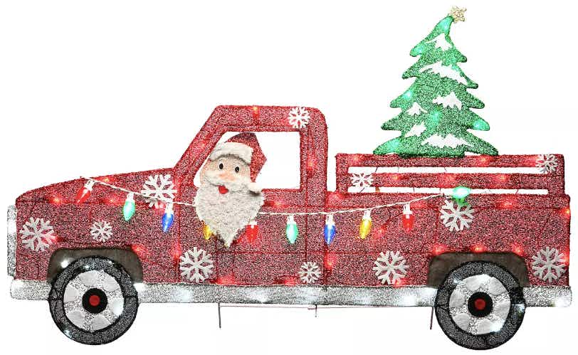 National Tree Company LED Santa Red Truck Outdoor Floor Decor