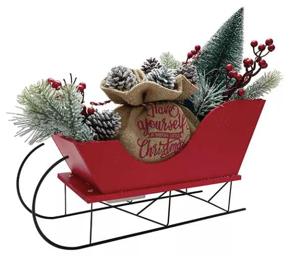 St. Nicholas Square® Artificial Holly Christmas Tree Sleigh Floor Decor