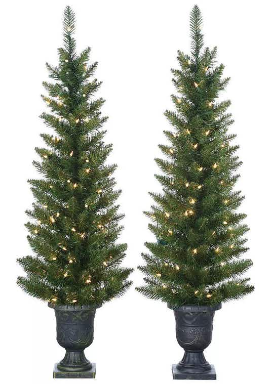 Sterling 2-pc. 4-ft. Cedar Pine Potted Pre-Lit Artificial Christmas Tree Set - Indoor