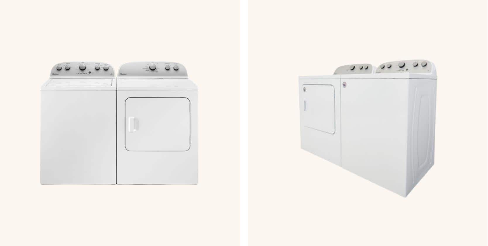 collage of a washer and dryer set