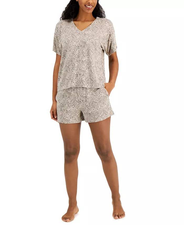 macys alfani grey pajama set