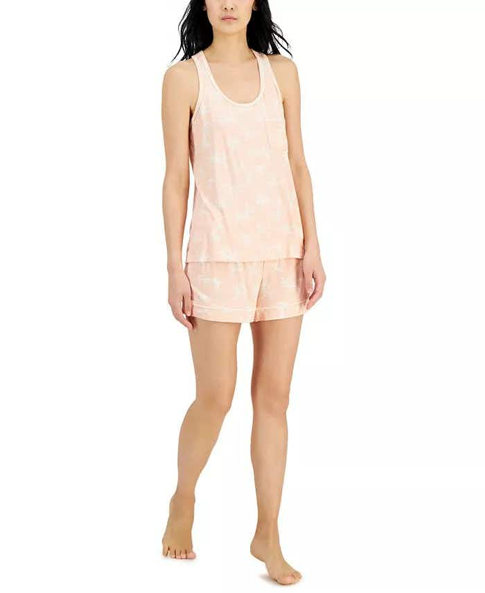 macys alfani peach pajama set 