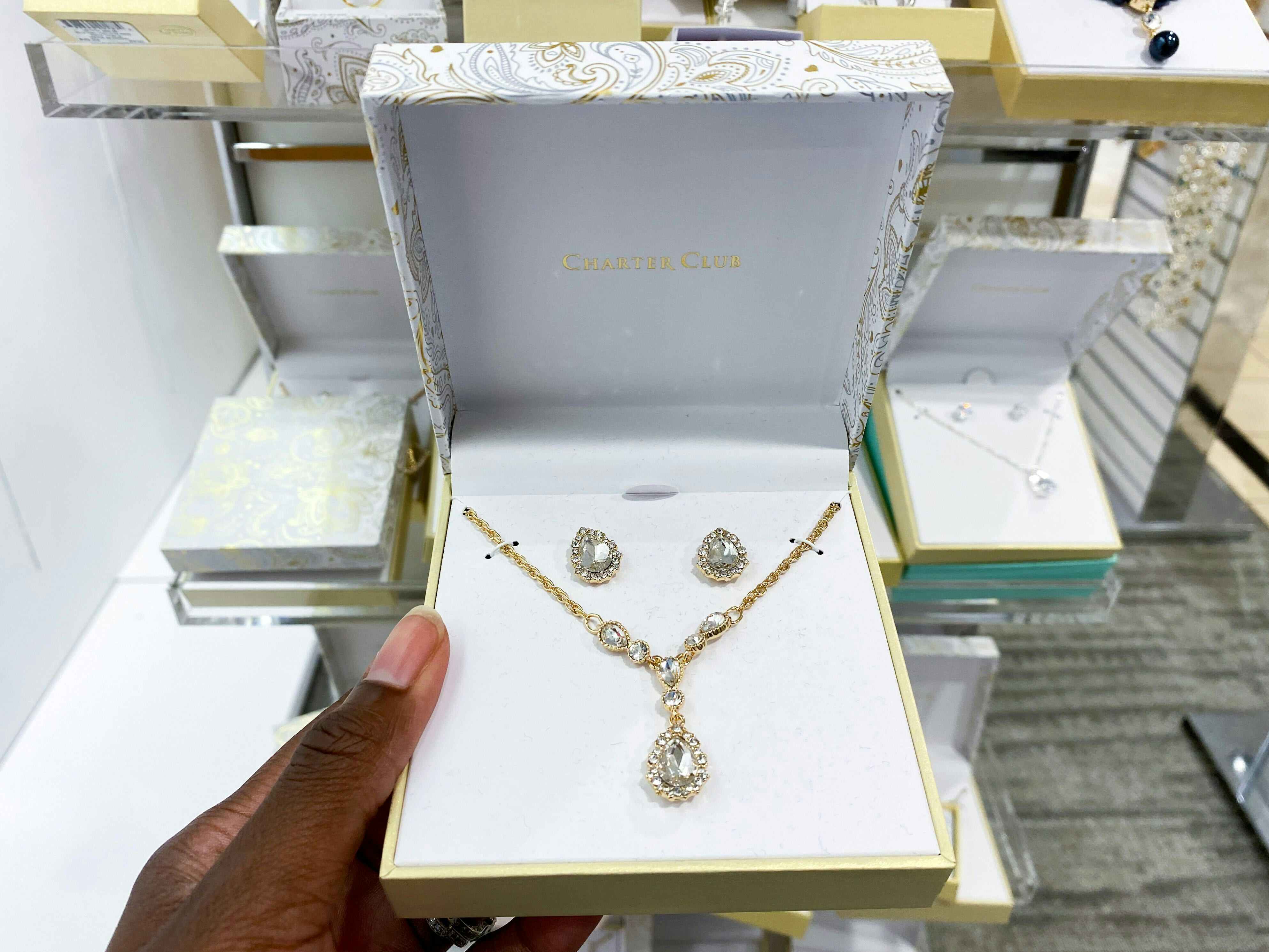 two-piece necklace and earring set at Macy's