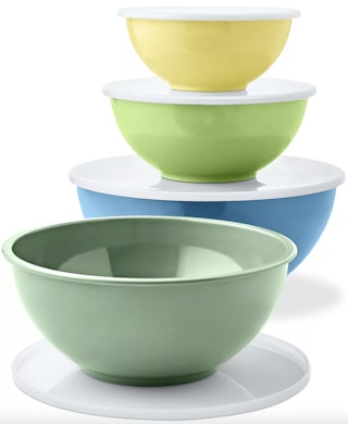 four bright mixing bowls with lids by martha stewart