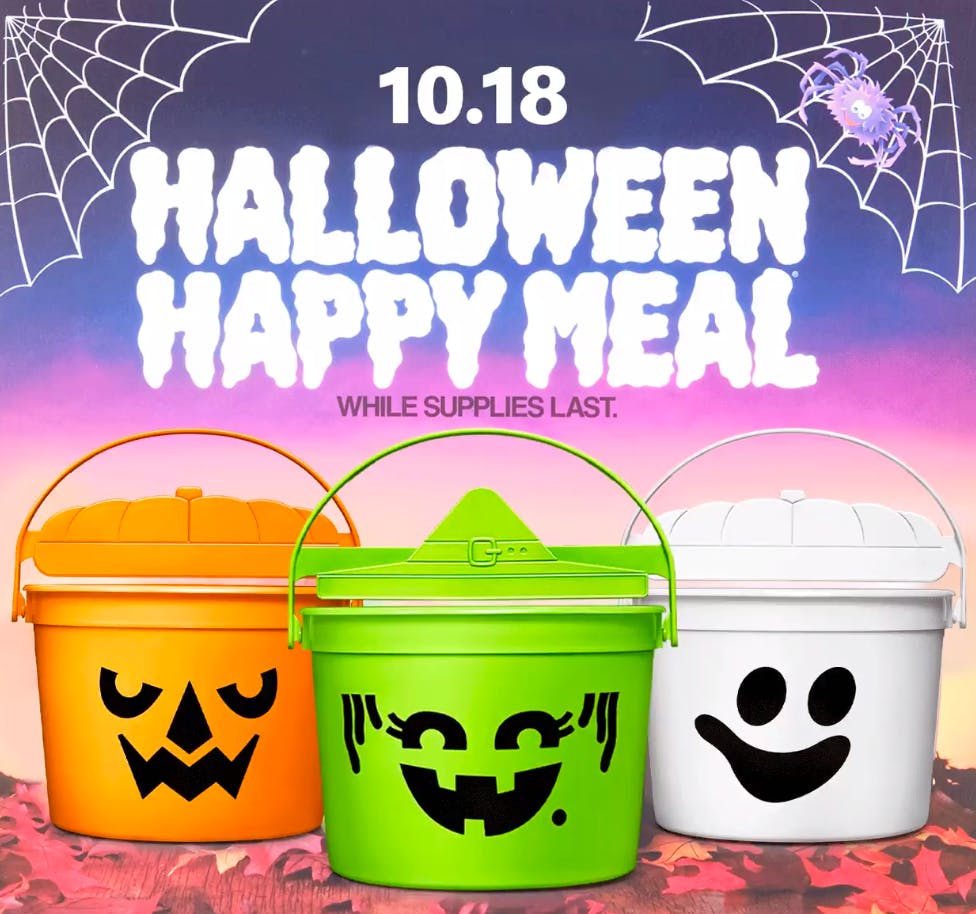 McDonald's Halloween Buckets in three colors