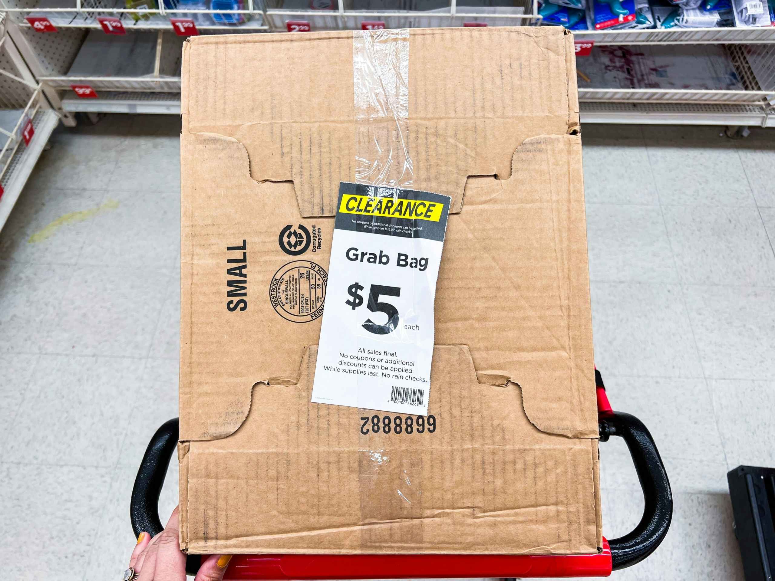 michaels $5 grab bag cardboard box in store