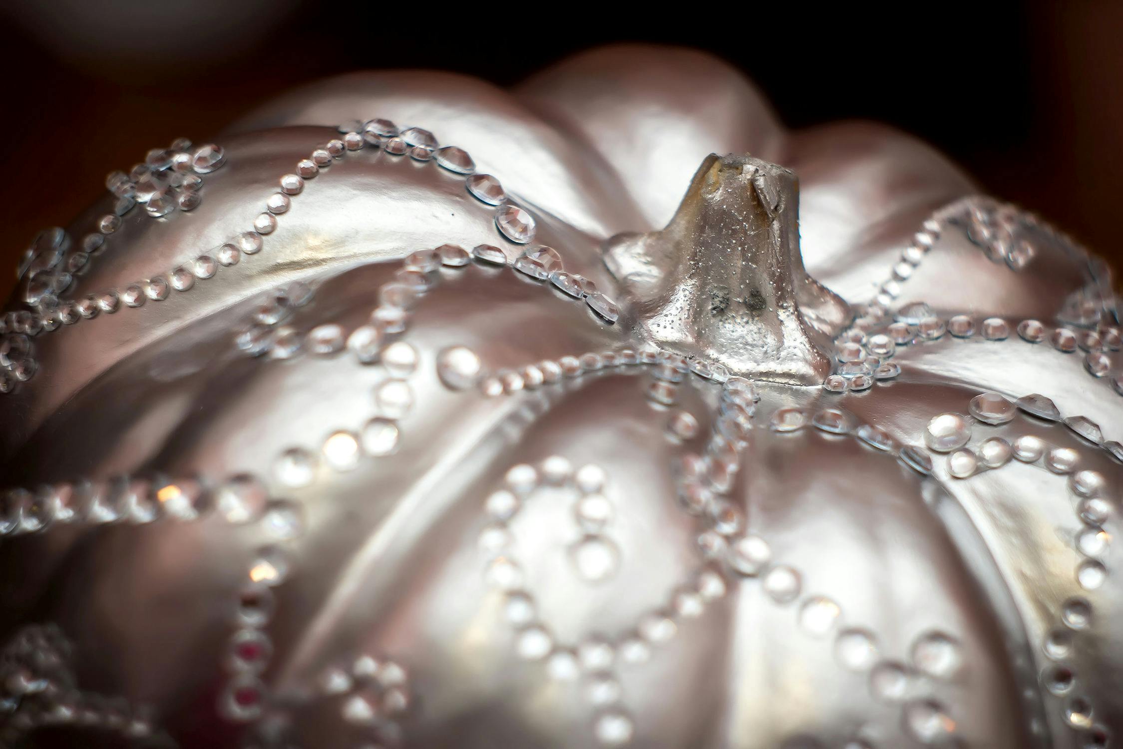 silver bejeweled pumpkin detail