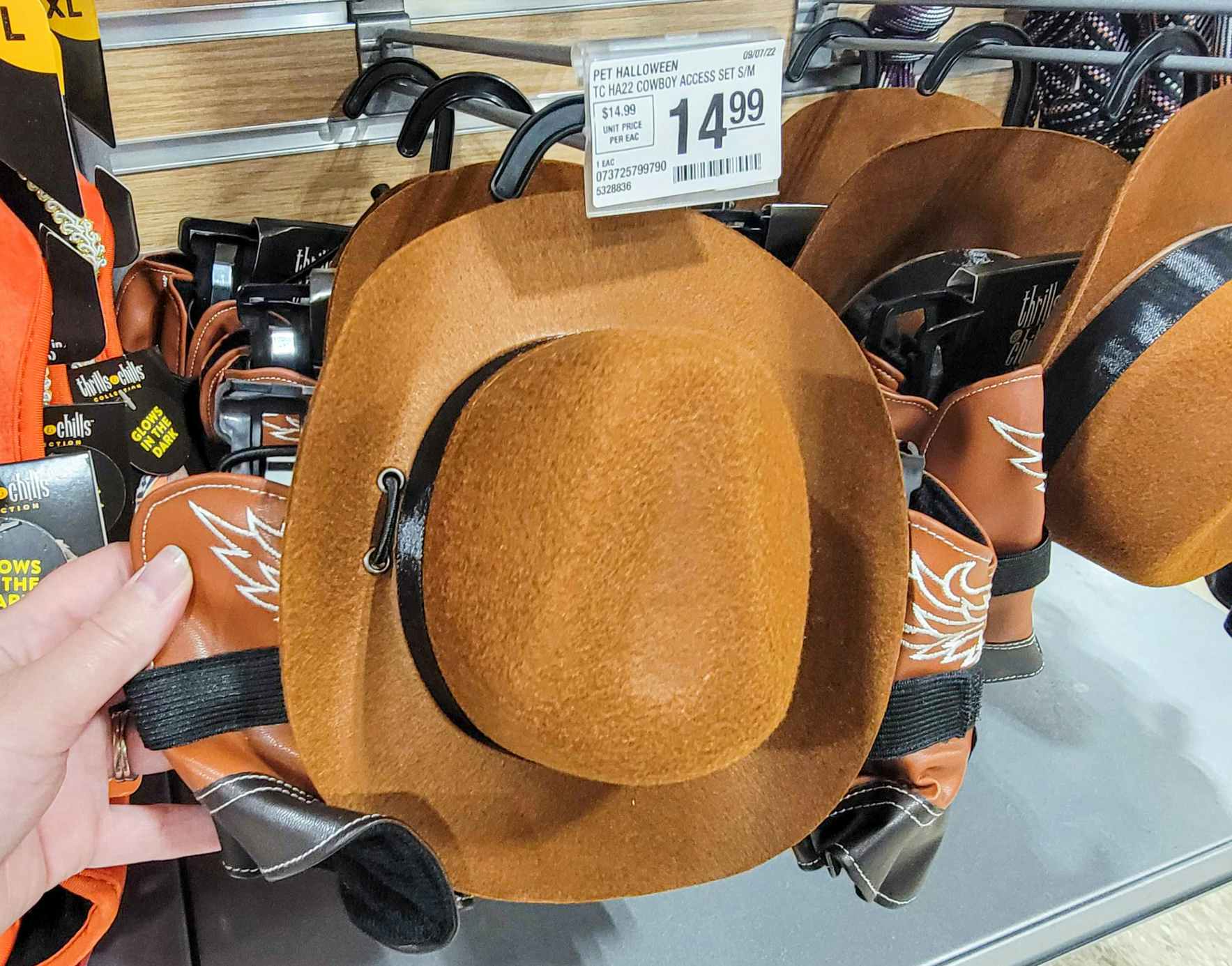 cowboy accessory set for pets including a hat and boots