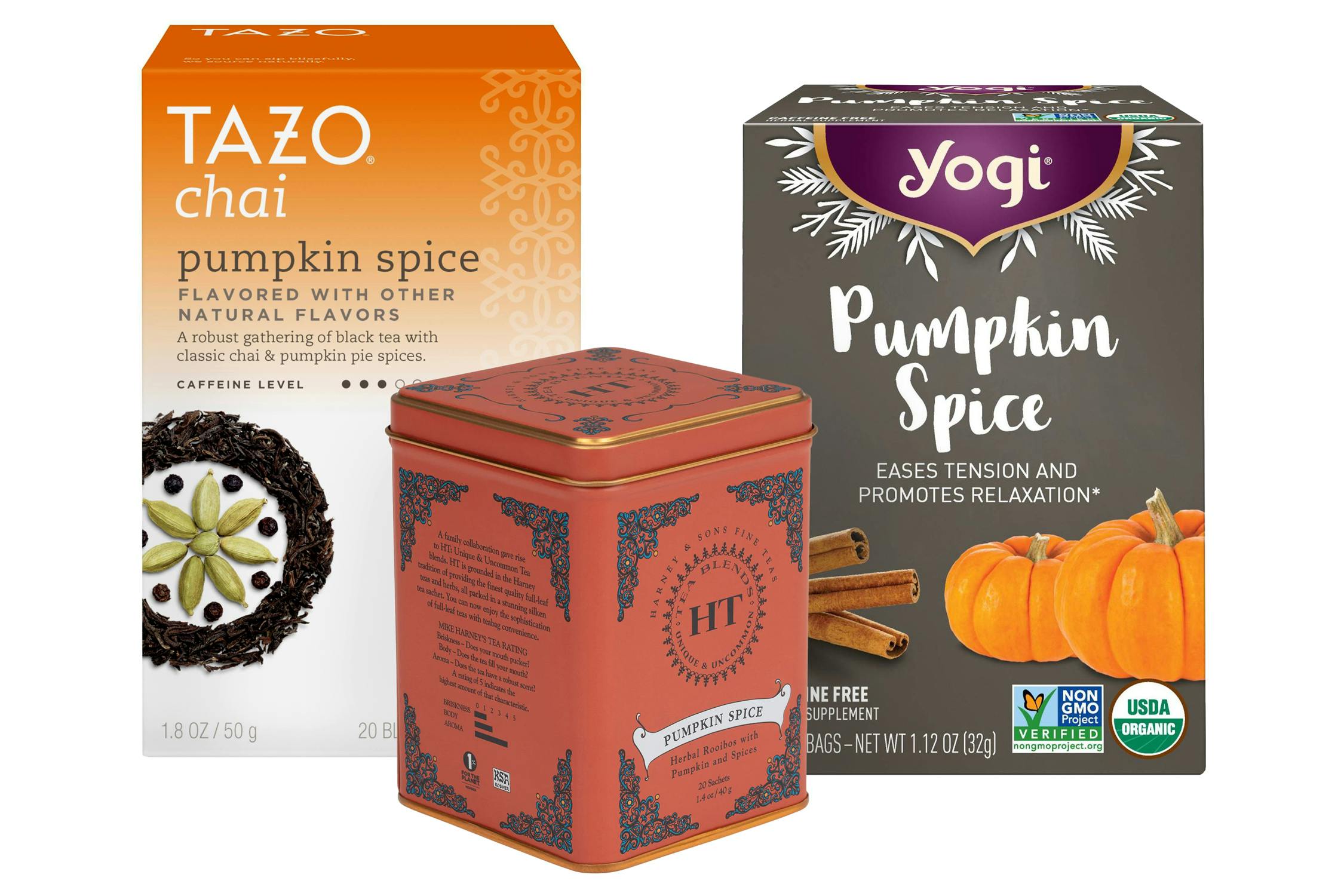 various kinds of pumpkin spice tea brands