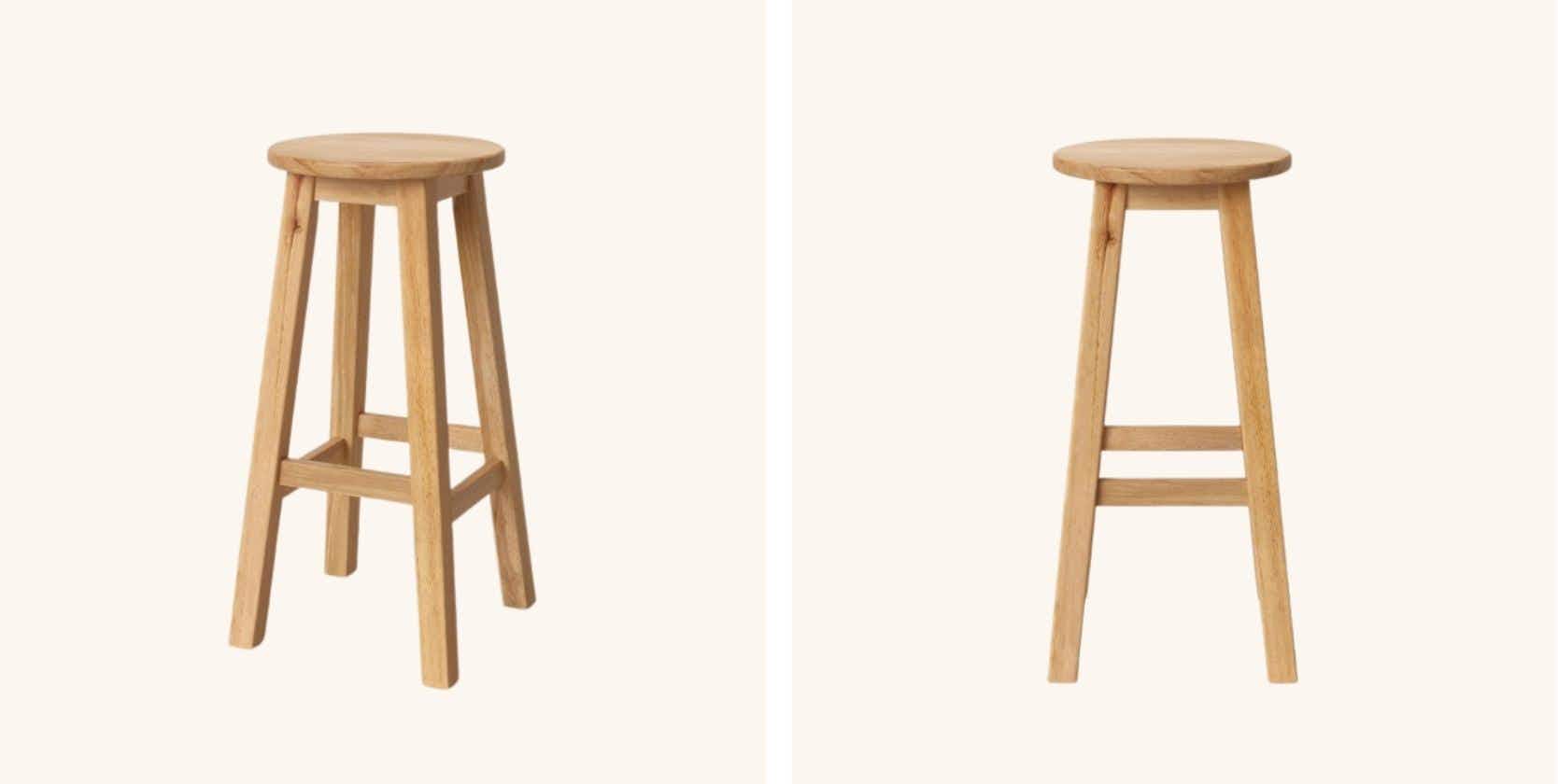 two wooden bar stools