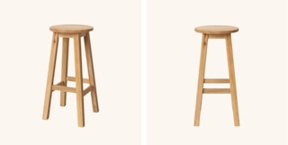 two wooden bar stools