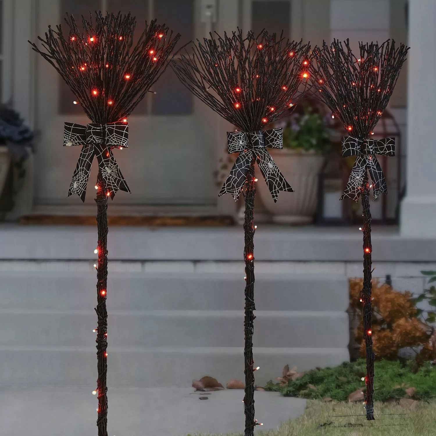 3 foot broom stick decorations that are pre lit
