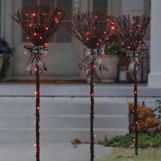 3 foot broom stick decorations that are pre lit