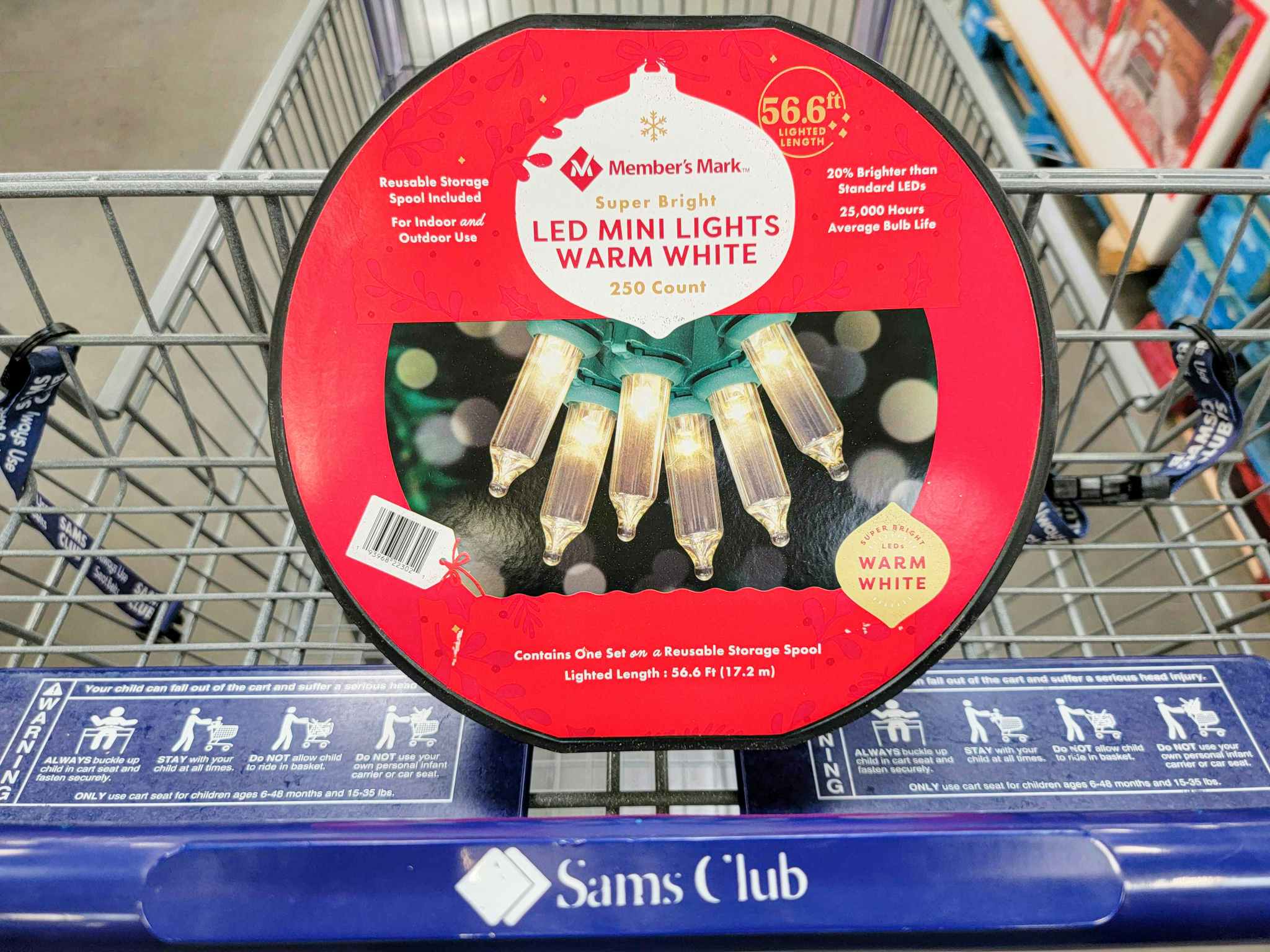 a pack of led christmas mini lights in a cart