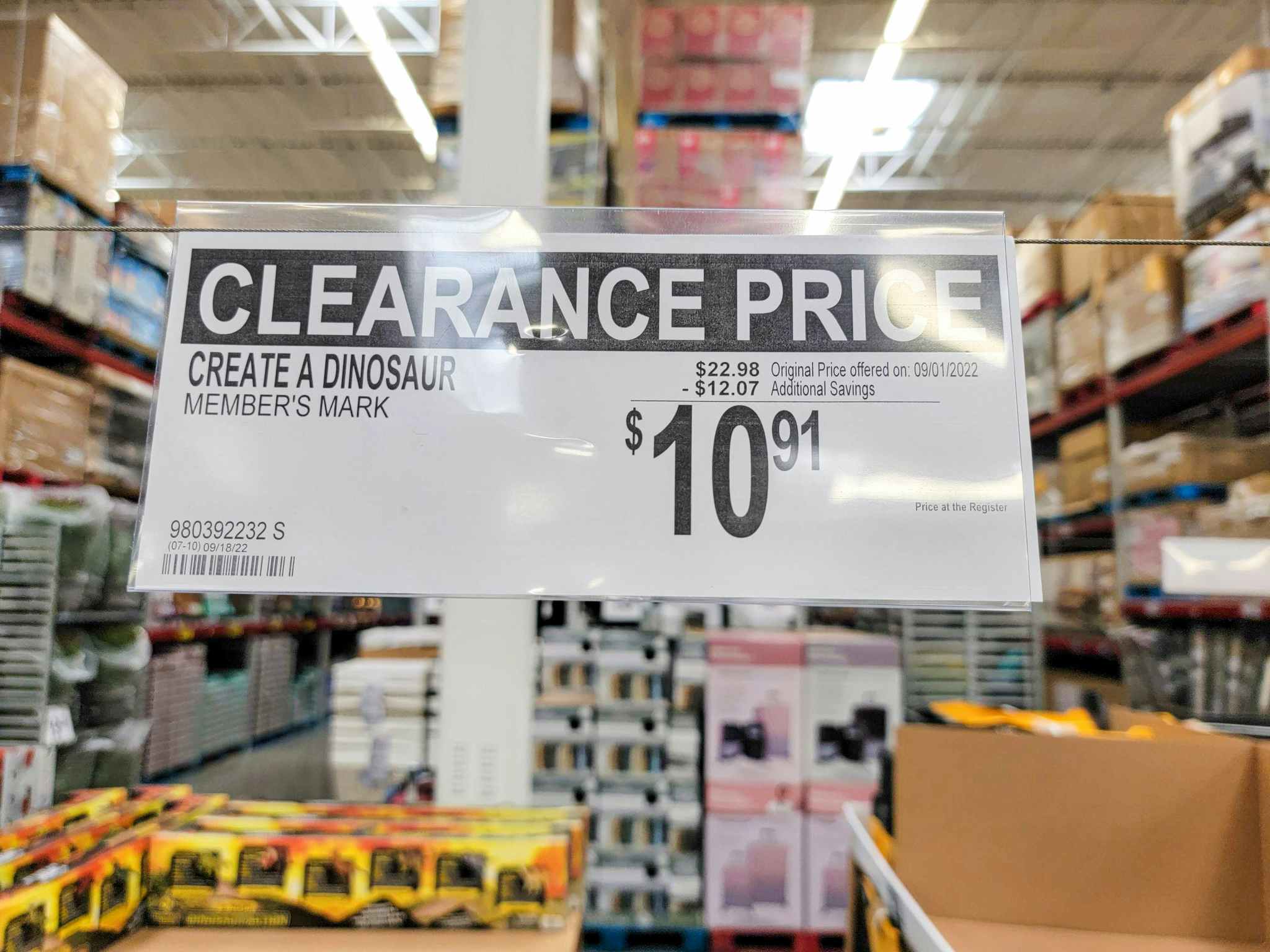 10.91 clearance tag for create a dinosaur toy