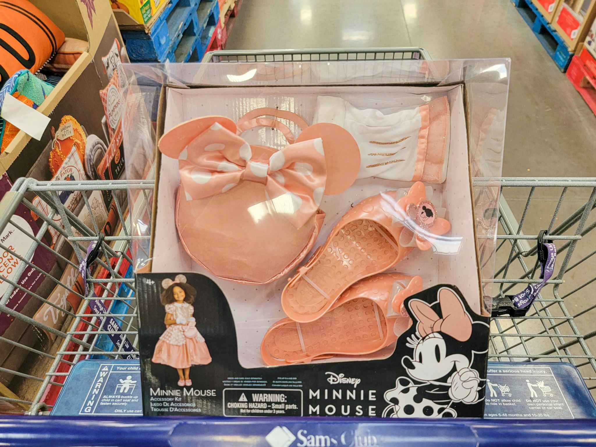 minnie mouse accessory sets in a cart