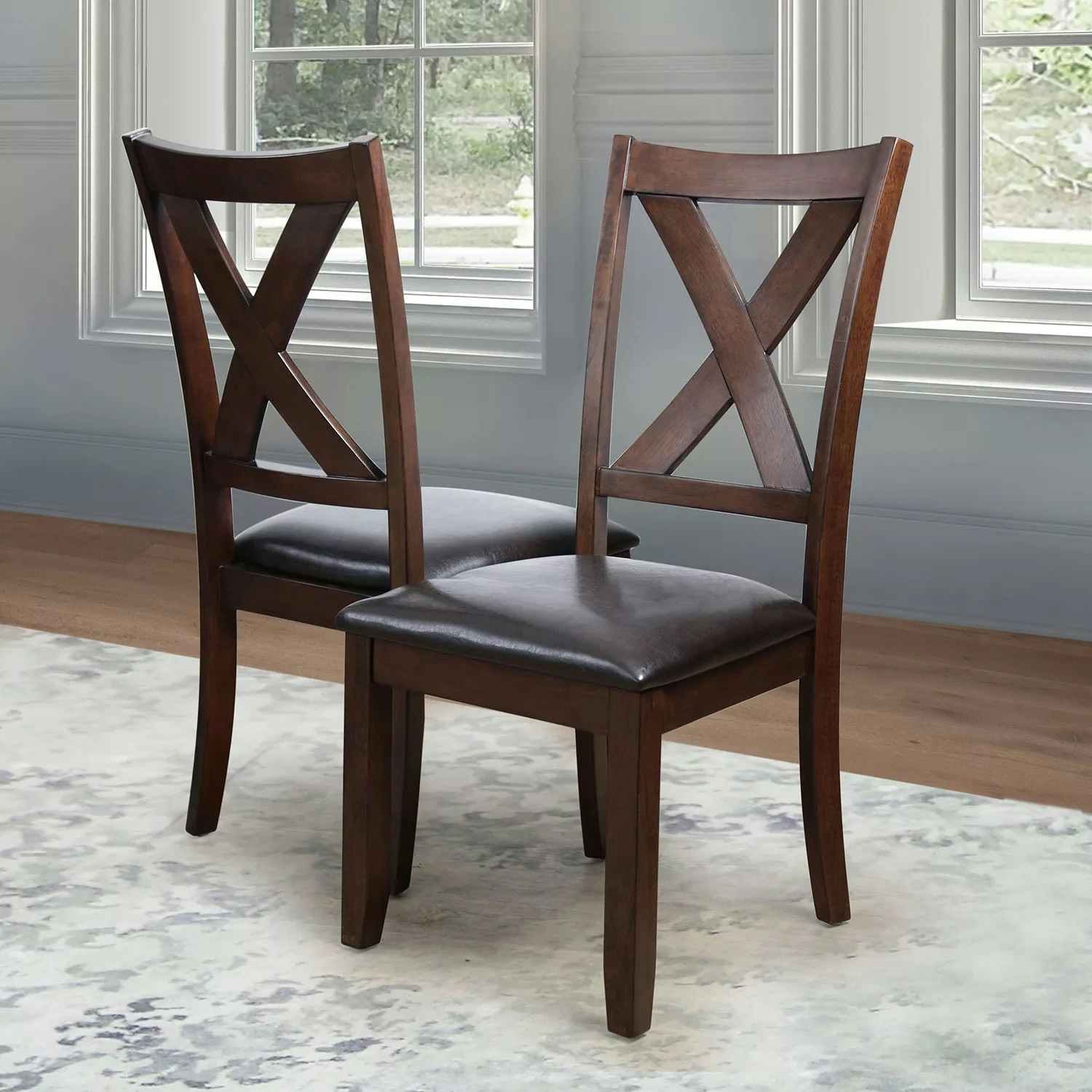 2 dining room chairs with X backs