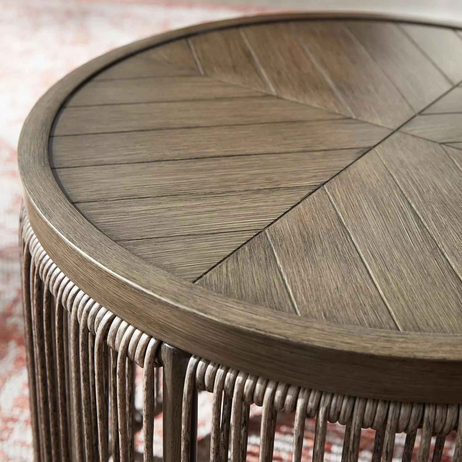 top wood grain of a boho side table