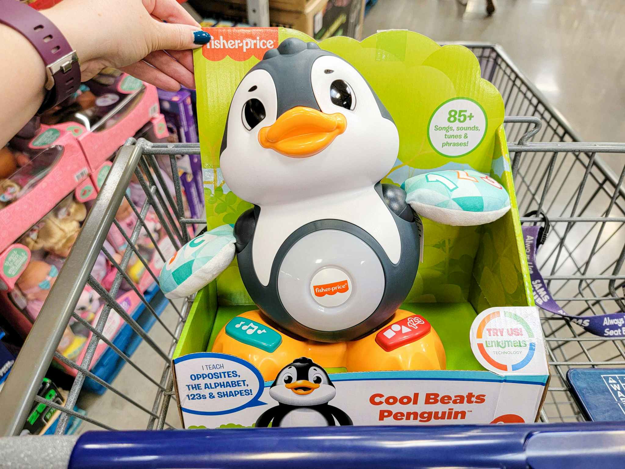 penguin linkimals toy in a cart