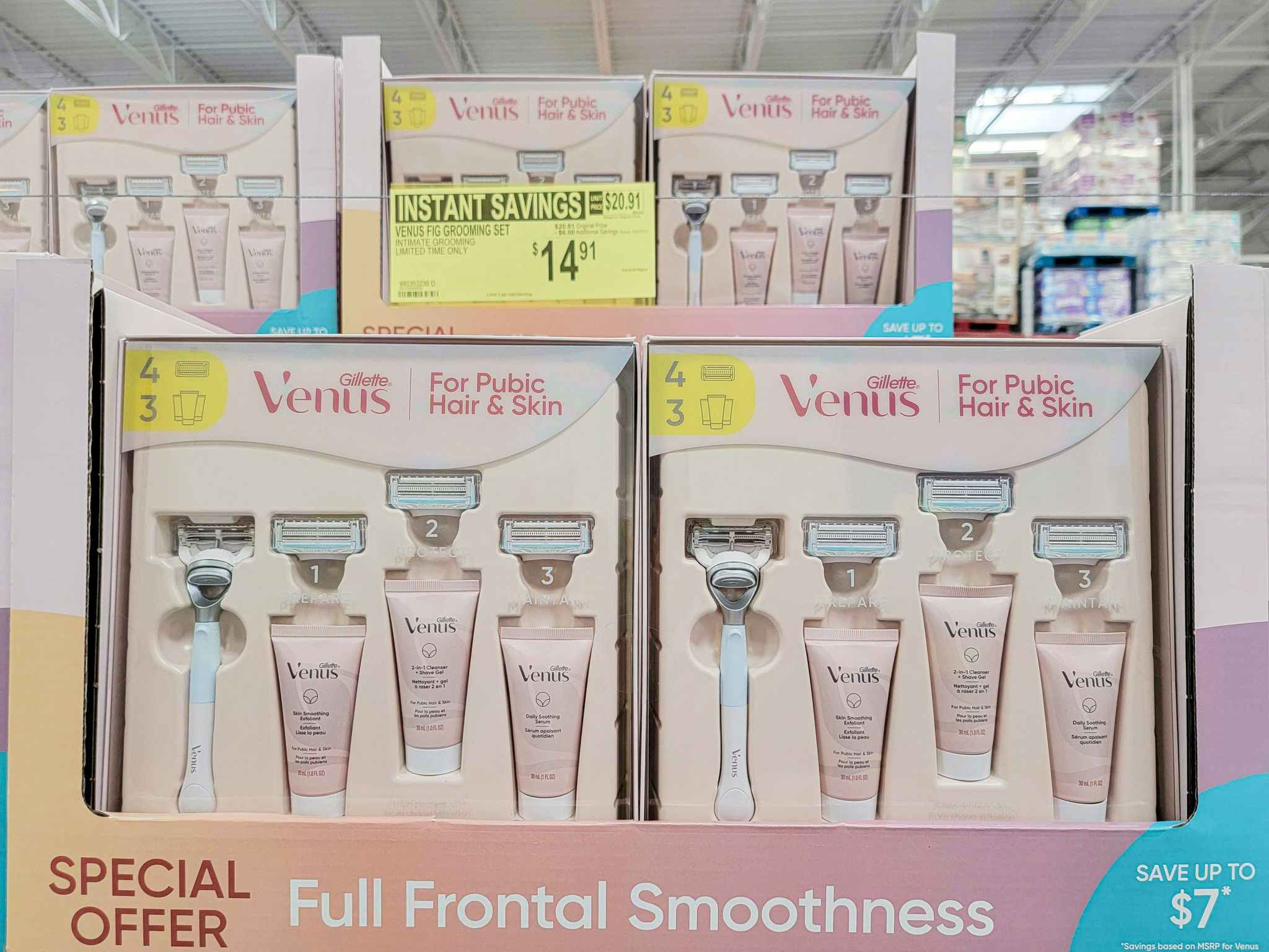 gillette venus fig grooming sets on a shelf