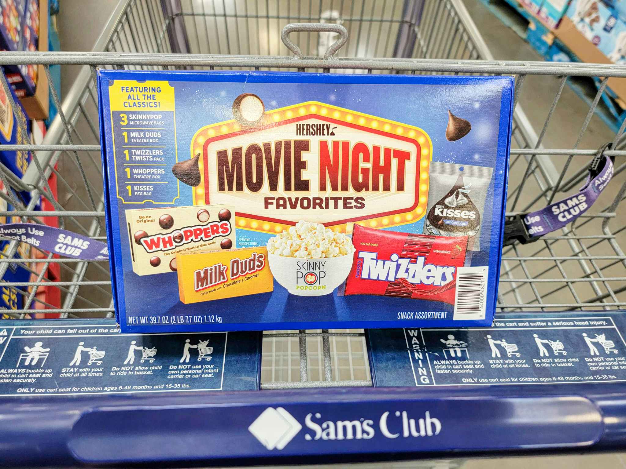 hershey's movie night favorites pack in a cart