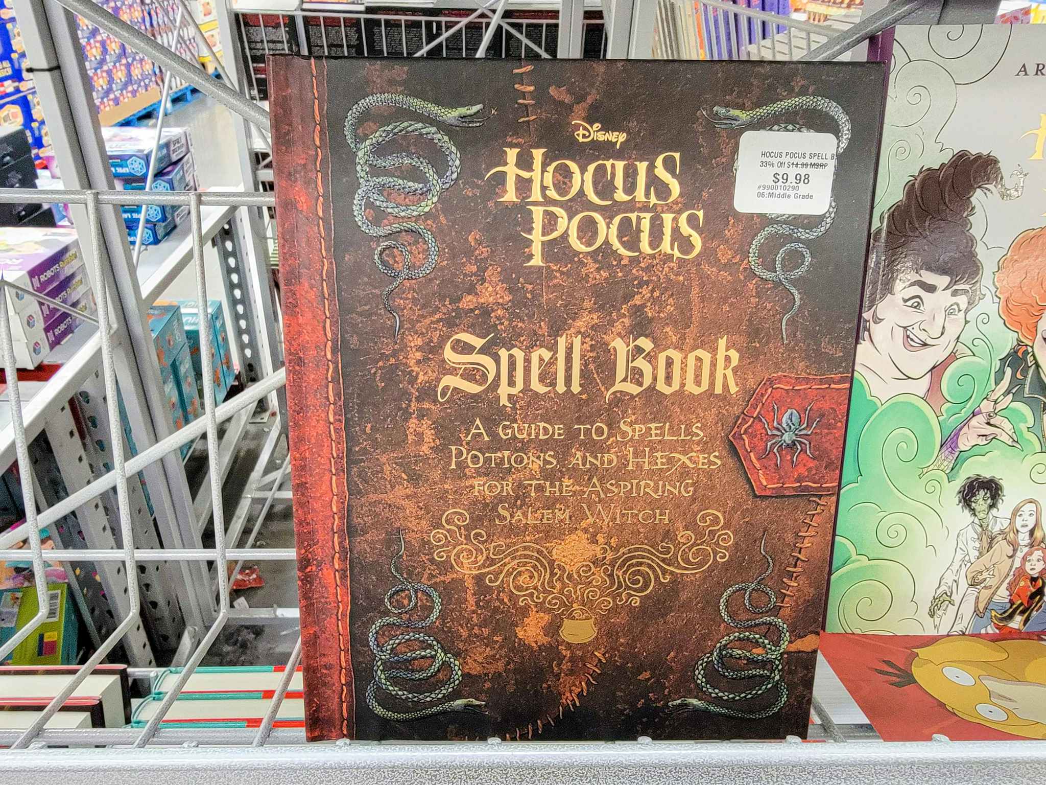 hocus pocus spell book in a cart