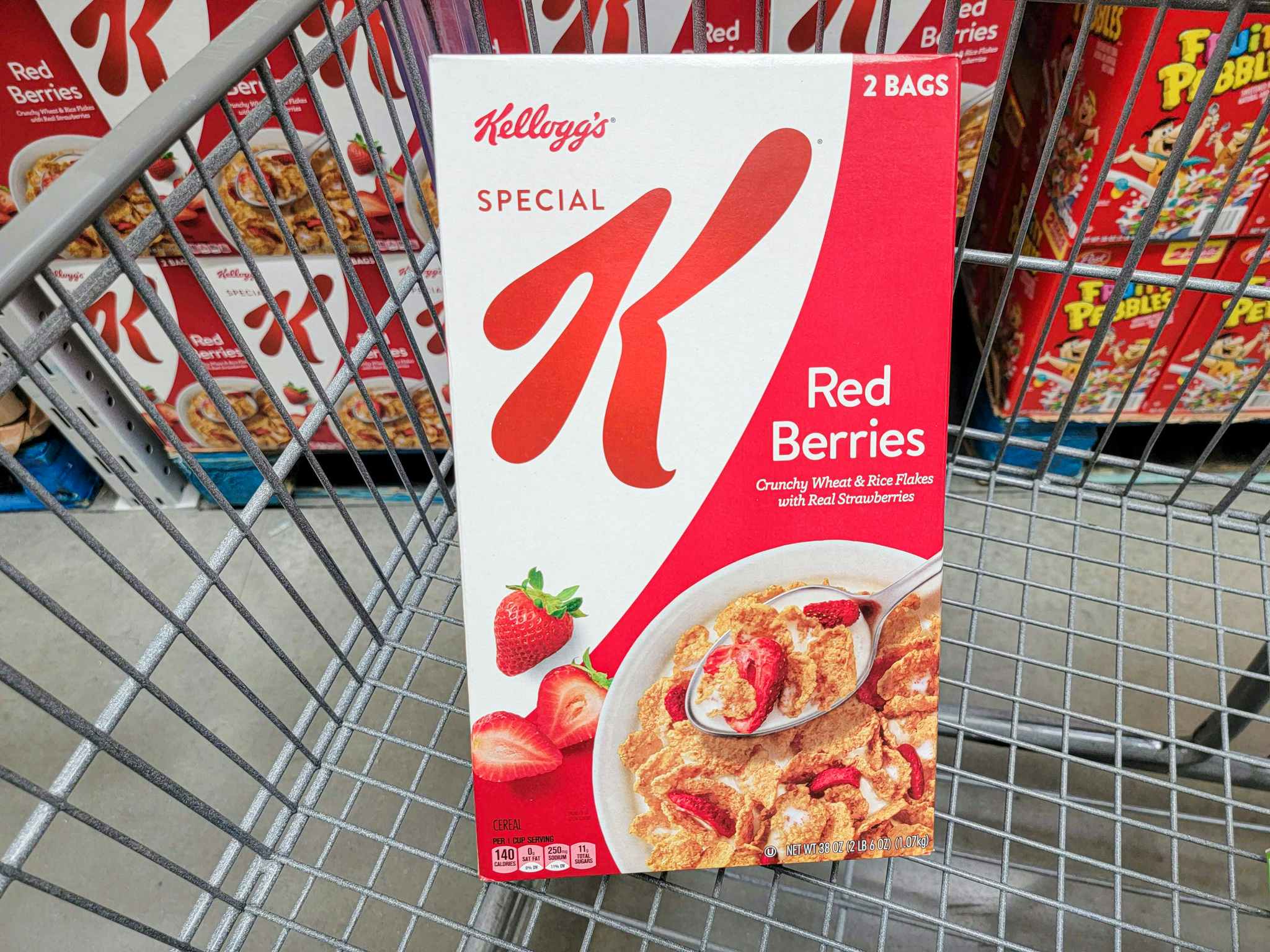 special k red berries cereal in a cart