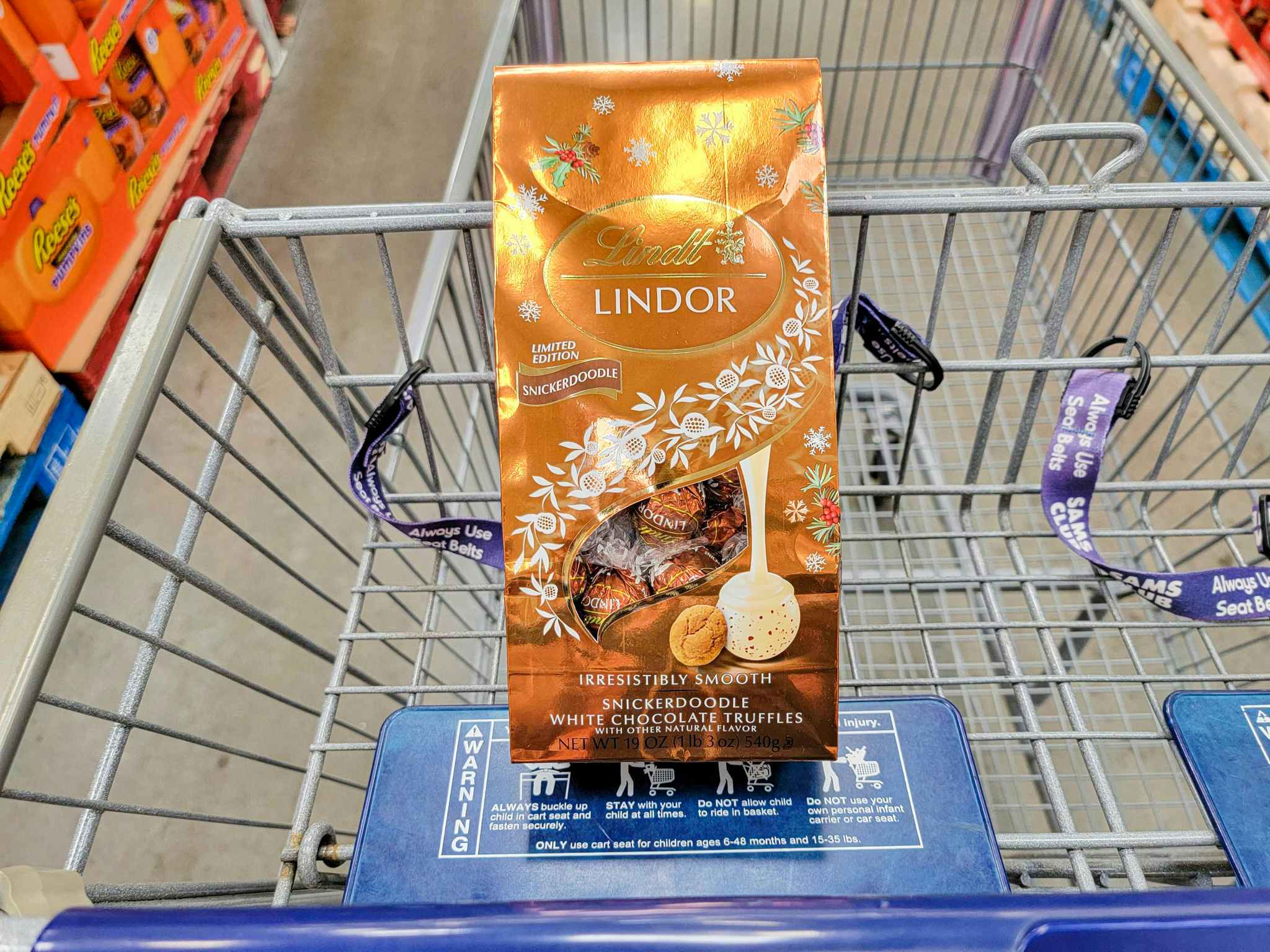 lindt truffles in snickerdoodle flavor in a cart