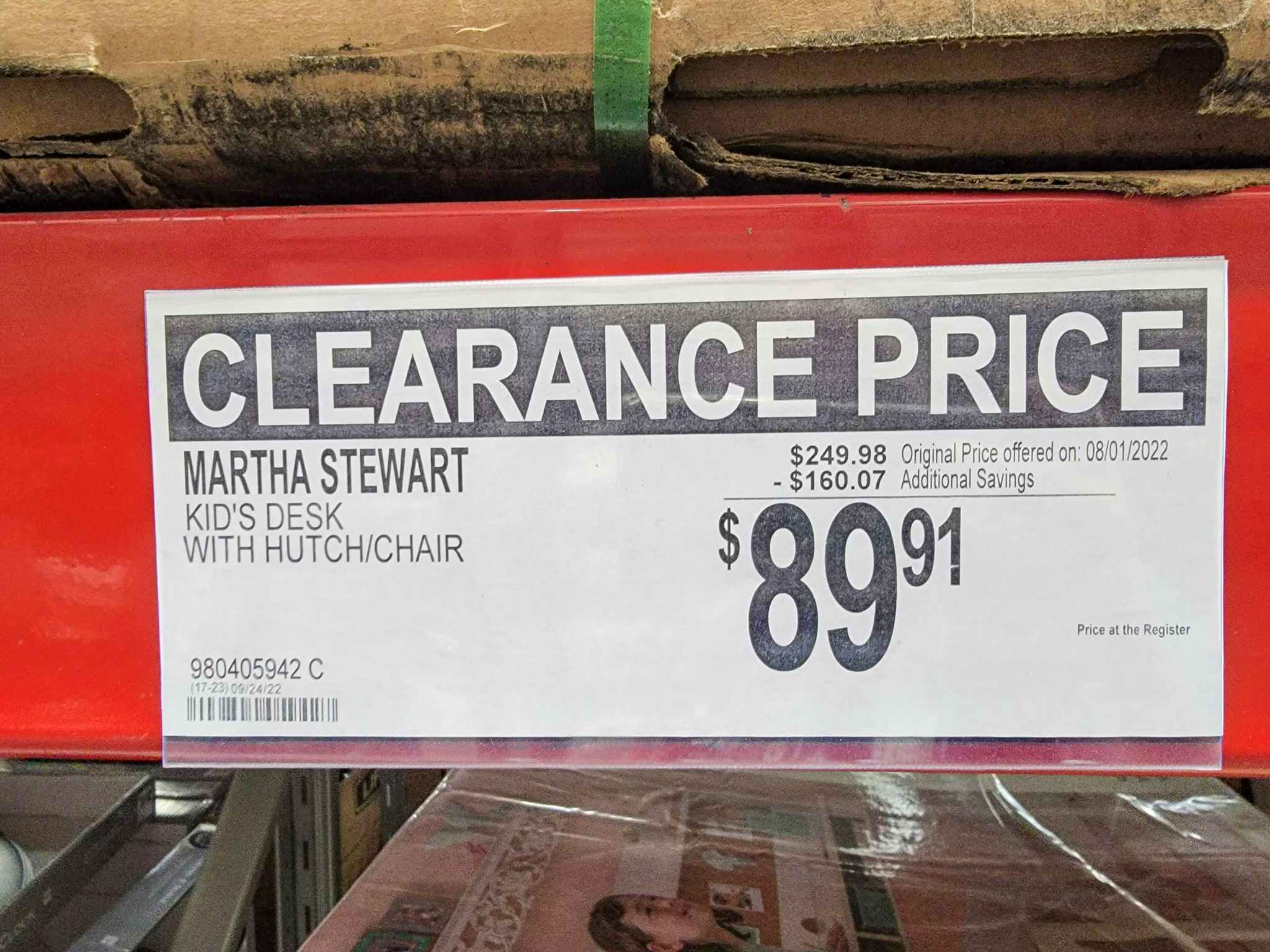 clearance sign for 89.91 kids martha stewart desk with hutch and chair