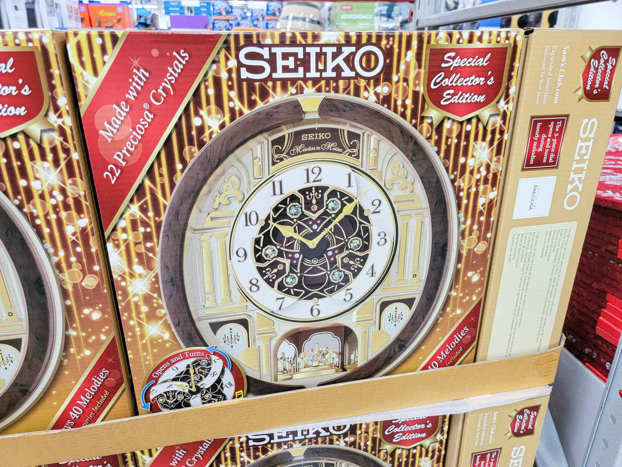 seiko christmas clock with crystals