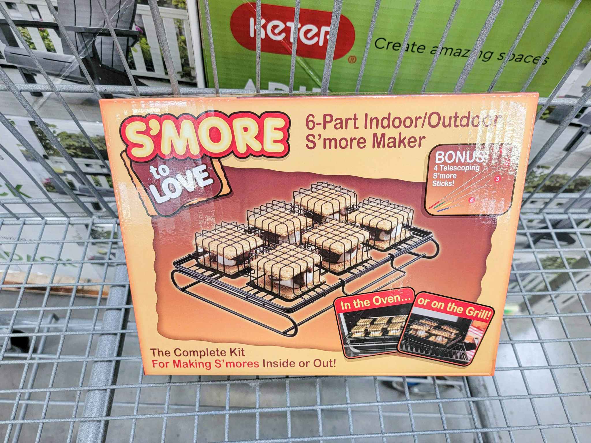 a smore making kit in a cart