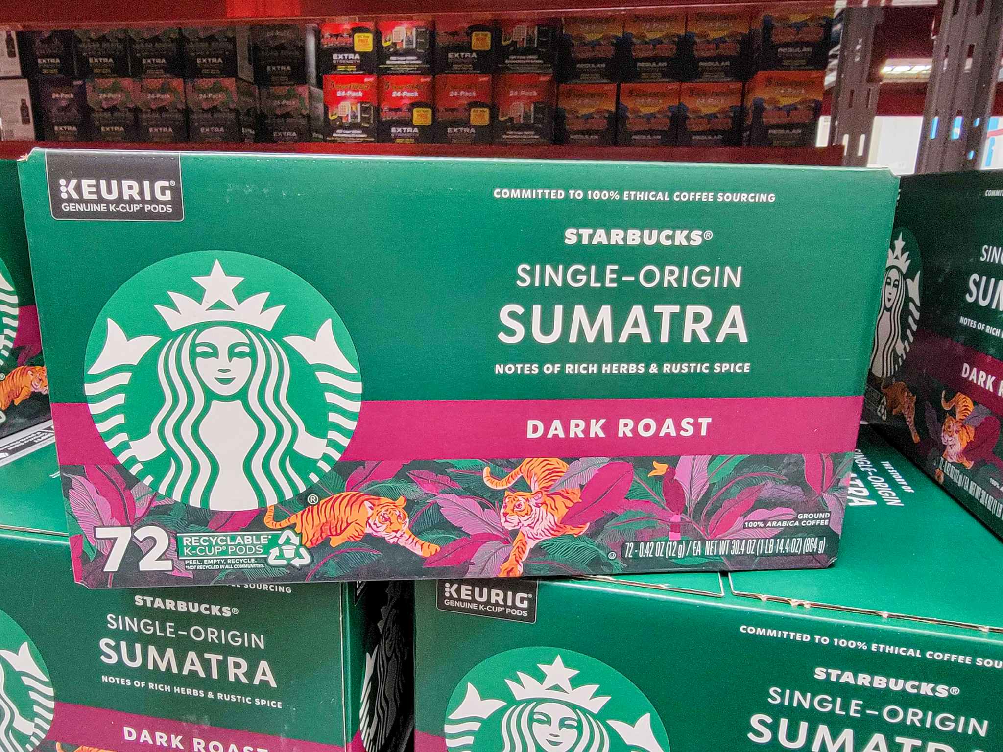 a box of 72 starbucks sumatra kcups