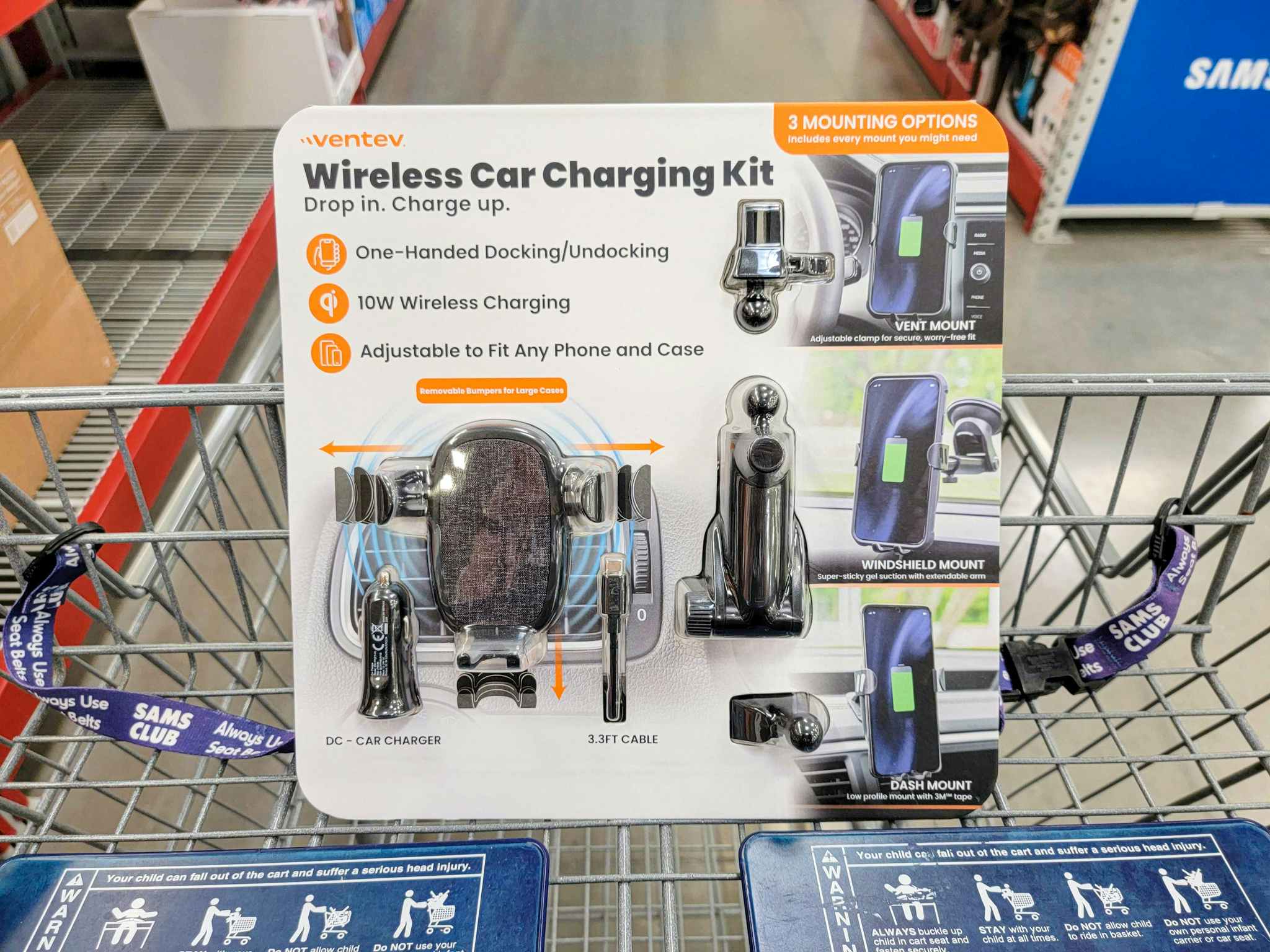 wireless car charging kit in a cart
