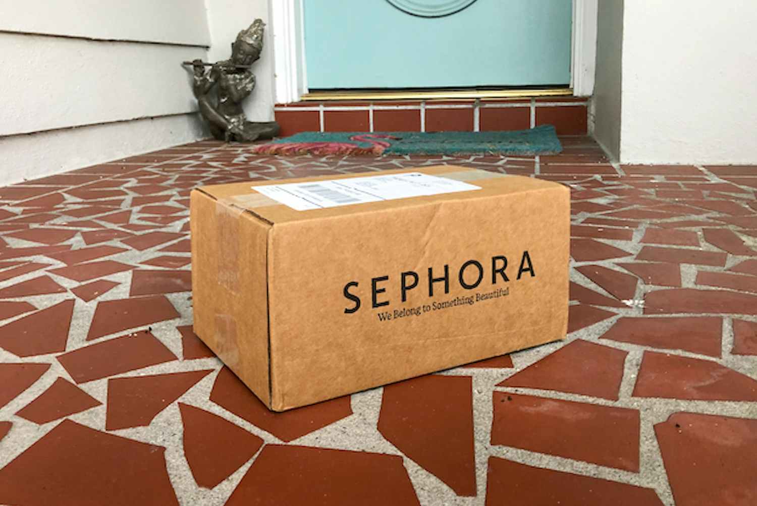 sephora shipping box on porch