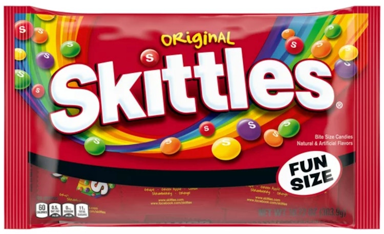 Skittles fun size candy bag