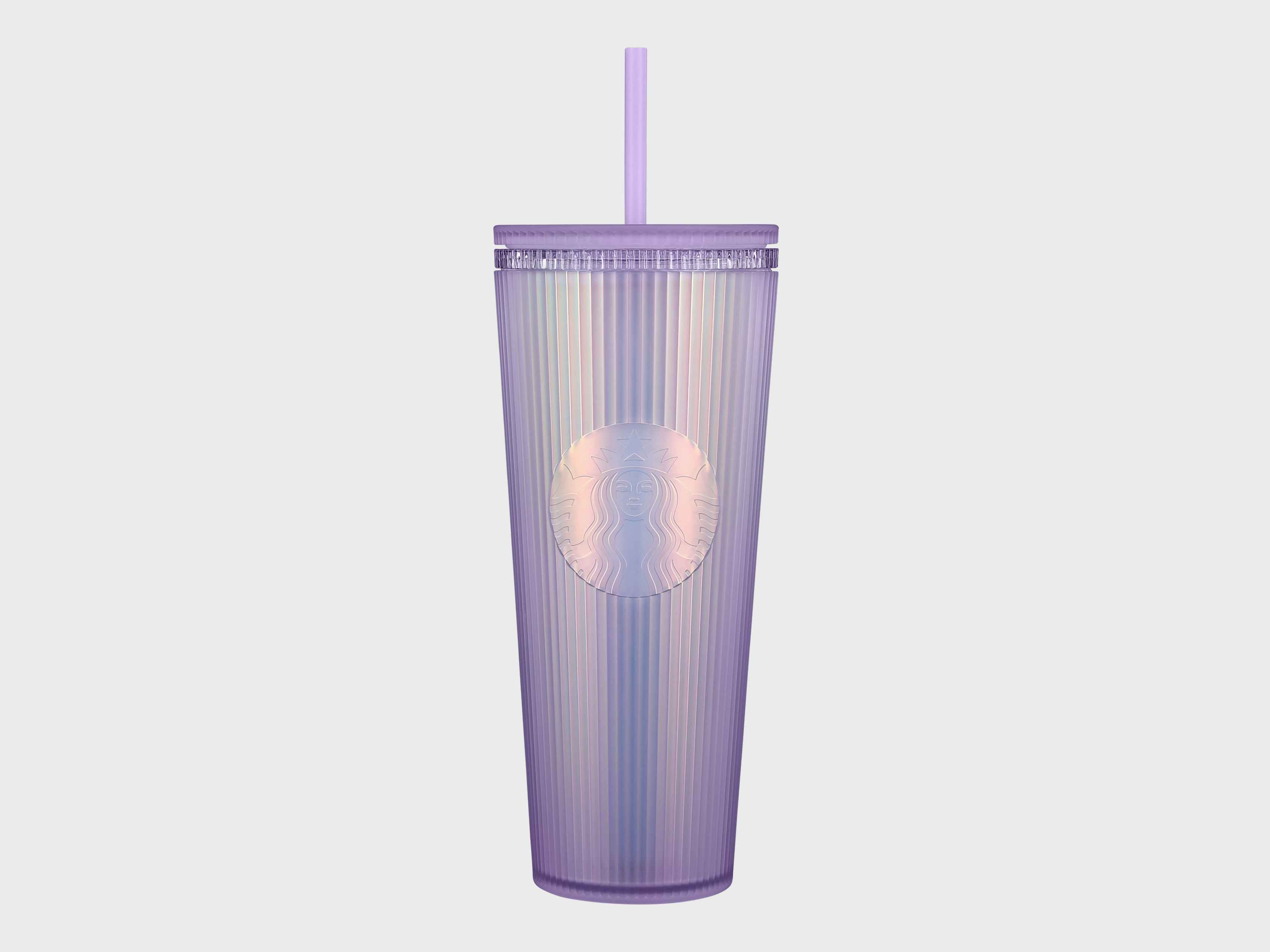 a starbucks purple pleated cold cup