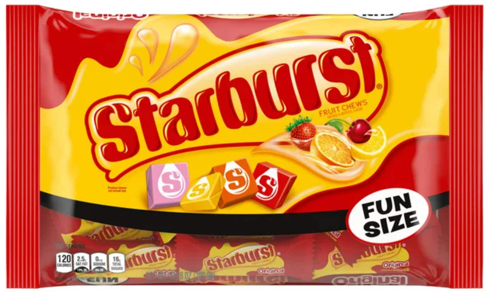 Starburst fun size candy package.