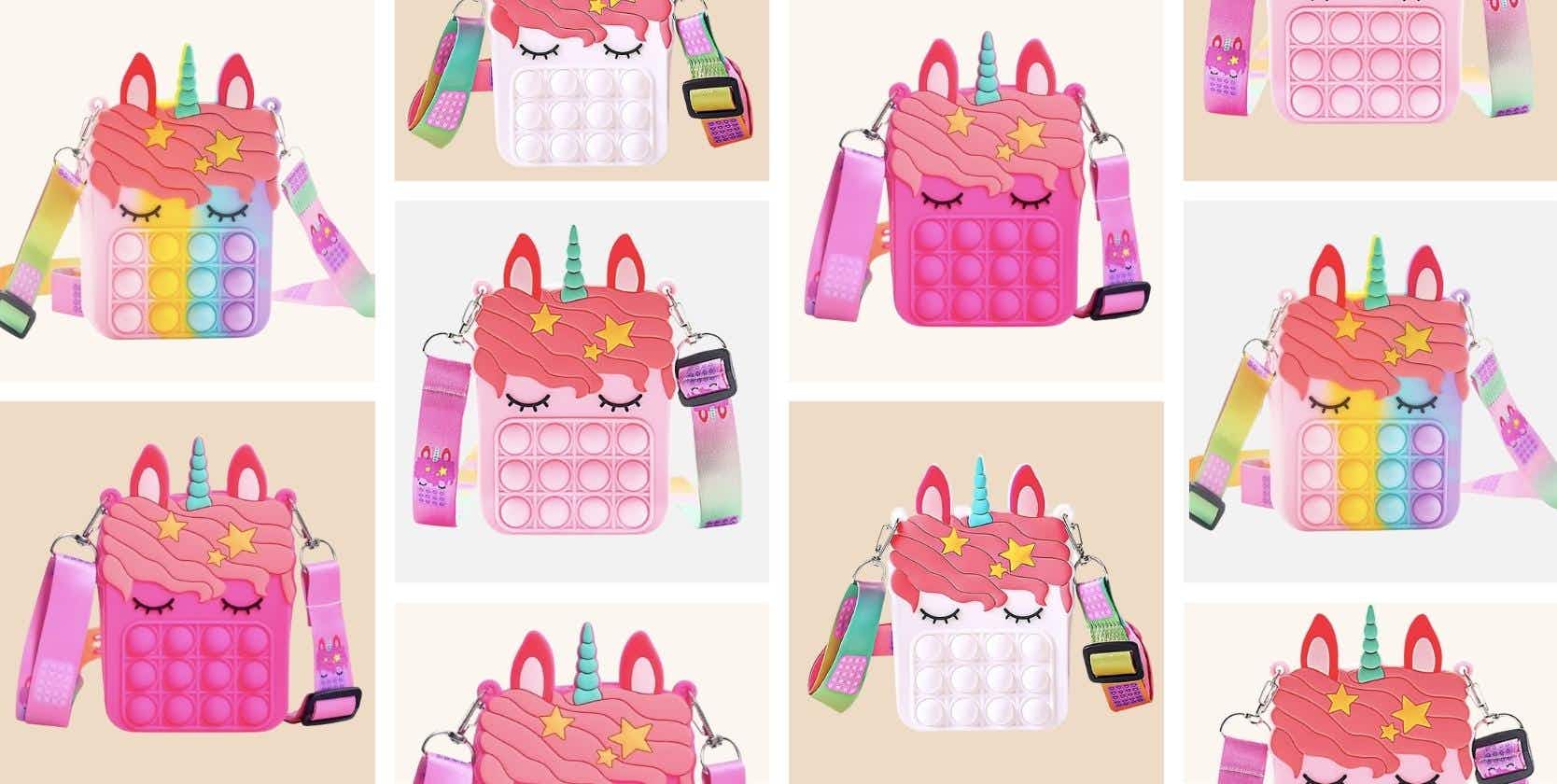 super Pop Shoulder Fidget Toy Silicone Bag for Girls stock image 2022 2