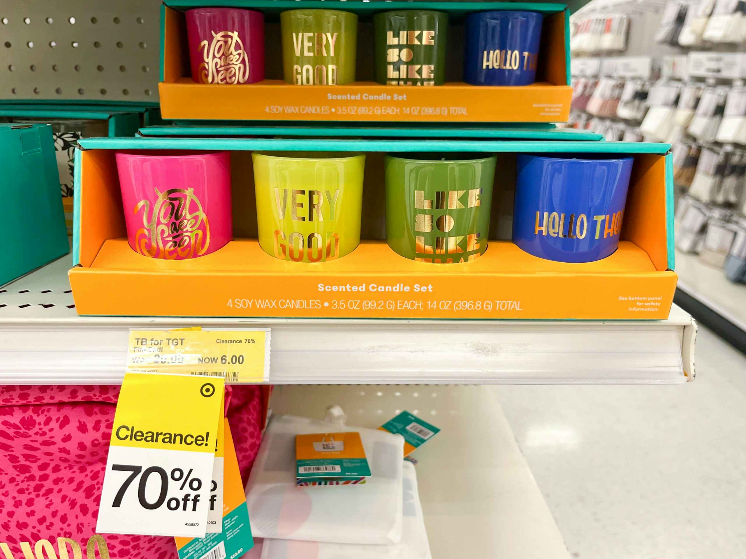 clearance candle set on shelf