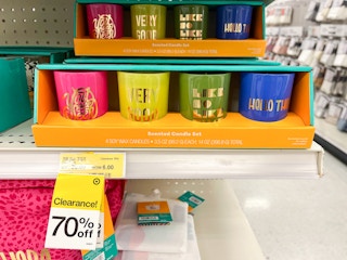 clearance candle set on shelf