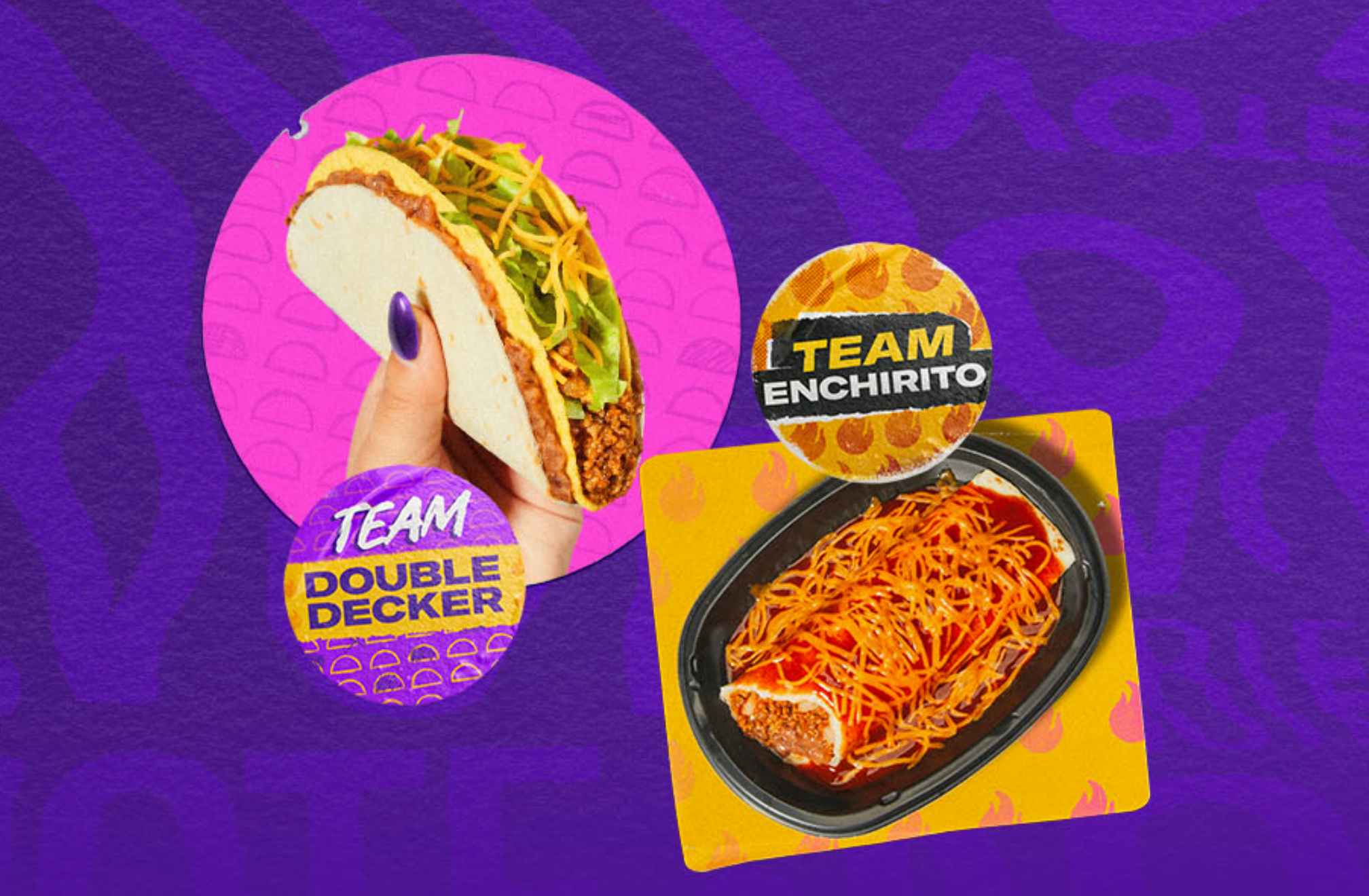taco bell voting graphics for double decker and enchirito